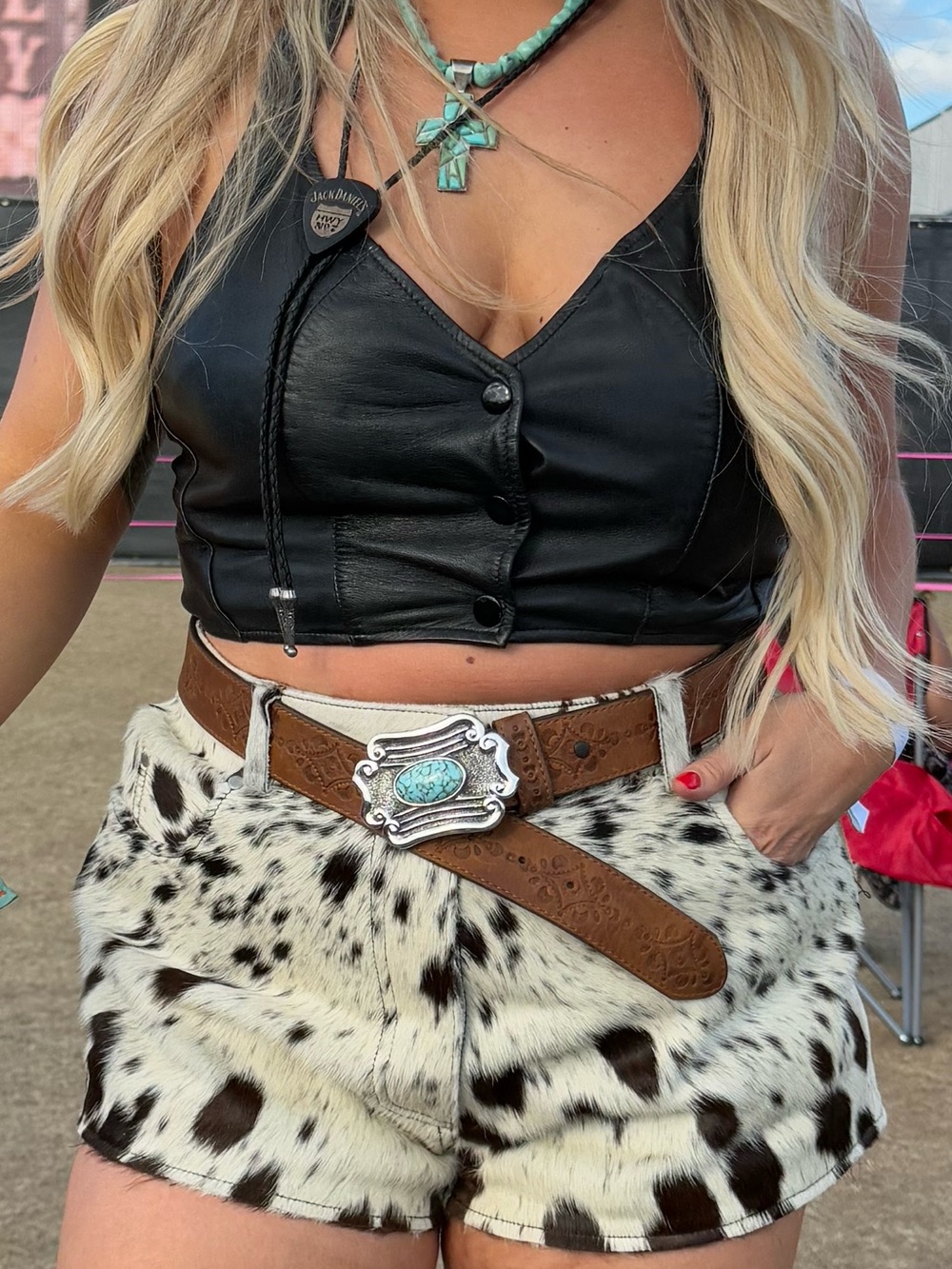 NastyGal Cow Hide Leather Festival Shorts
